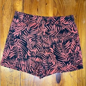 Forever 21 Red and Black Leaf Pattern Shorts